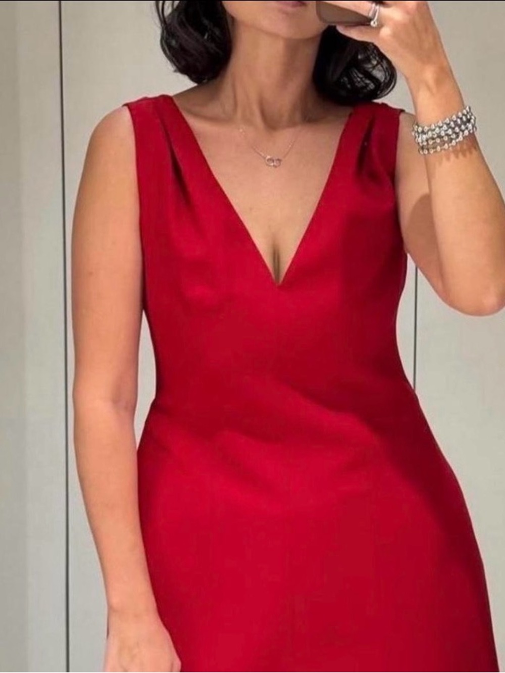Zara Red V-Neck Sleeveless Mini Dress